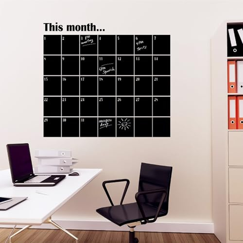 Ambiance Sticker Kreidetafel – Wandsticker, selbstklebend, abwischbar, Monatskalender – 200 x 50 cm