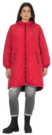 Ulla Popken Damen große Größen Übergrößen Plus Size HYPRAR Leichtstepp-Mantel, wasserabweisend, 2-Wege-Zipper Salsa 54+ 821183530-54+
