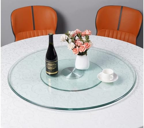 KV-OOGG Rotating Turntable Round Glass Lazy Susan 60-120 cm Rotating Tray for Kitchen Dining Table Serving Plate Large Silent Tabletop Organizer for Banquets Party(60cm)