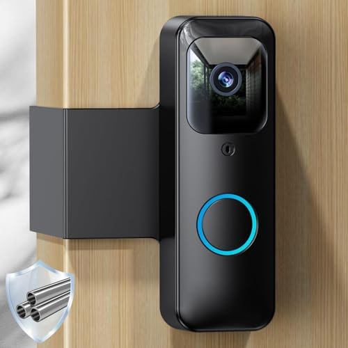 Blink Doorbell Mount, NANW Full-Metal Anti-Theft Doorbell Camera Mount, No-Drill and Not Block Motion Sensor Bracket, Blink Aluminum Alloy Video Doorbell Holder for Home/Apartment/Dorm,Black