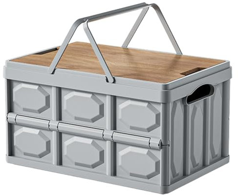 Demsyeq Outdoor Folding Storage Box - Multi-Functional Portable Camping Storage Bin - Storage Camping Box with Table Board, Trunk Organizer for Outdoor Picnic, Car, Celadon