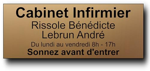 Plaque de porte personnalisée - 24x10 cm – Jusqu’à 5 lignes – Plaque porte d’entrée, bureau, nom famille, profession libéral, cabinet médical, intérieur/extérieur, signalétique PVC Adhésive (Or Mat)