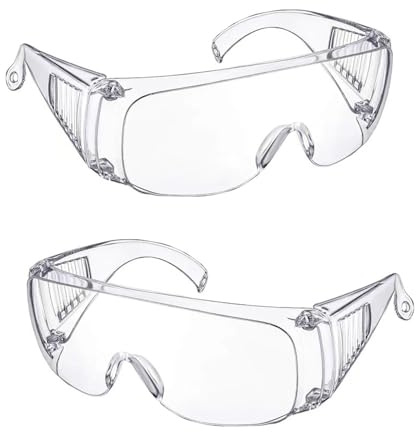 2 Pcs Protective Glasses, Safety Glasses, Transparent Safety Goggles for Work, Industrial, Outdoor, and DIY Projects – Impact-Resistant, Clear, Comfortable Fit