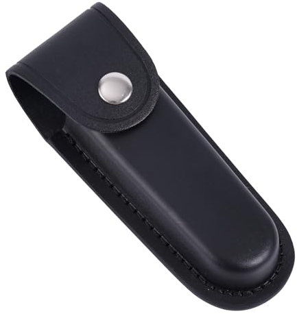 Fodero per Coltello Tascabile, 15,5x5,3 cm Pratico Portacoltelli in Pelle Fodero per Coltello in Pelle Portatile per Cintura per Ciclismo All'Aperto Escursionismo Alpinismo Campeggio (Nero)
