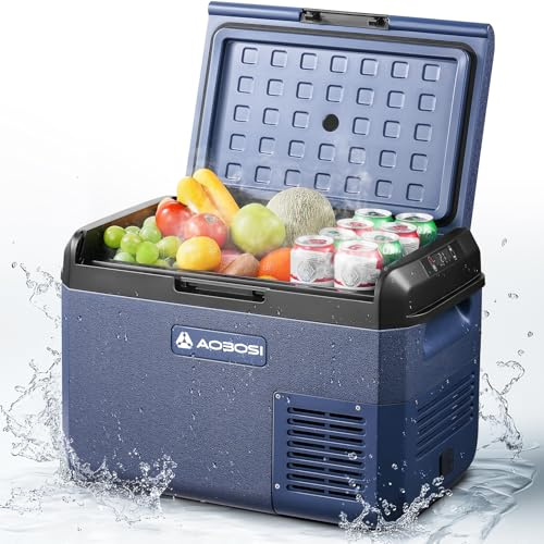 AAOBOSI Camping Fridge 25L IPX4 Waterproof,-20°C to 20°C, 12V 230V for Car | IPX4 Waterproof, 12V Fridge -20°C to 20°C, LED Display, 12V 24V 230V AC, for Car Lorry Boat Camping Campervan