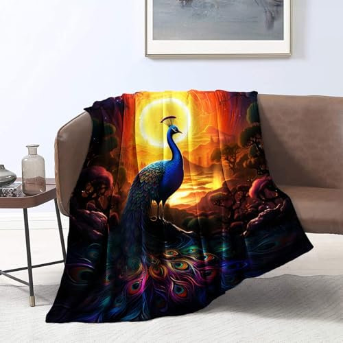 Coperta in flanella colore pavone caldo morbido coperta in pile copridivano, telo regalo dell'amicizia Dimensioni: 127 x 152 cm.