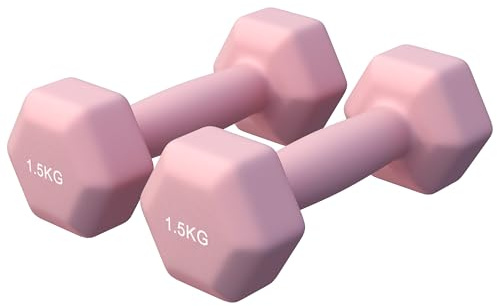 GORILLA SPORTS® Hanteln Set aus Neopren, Gusseisen, Gewichts- und Farbwahl | Hexagon Kurzhanteln mit rutschfestem Halt; die hexagonale Form verhindert Wegrollen; Hantelset, Pilates, Frauen, Männer