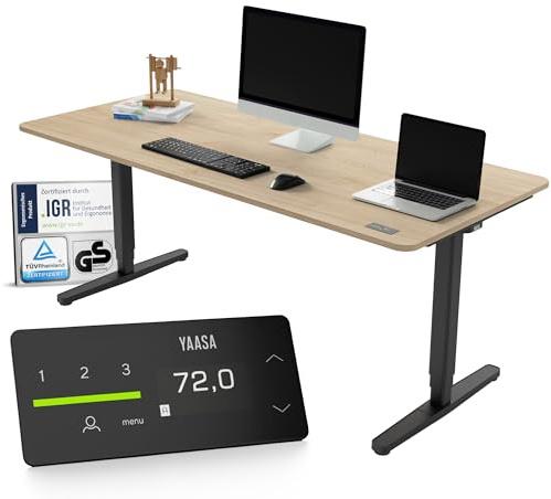 Yaasa Desk Pro 200x80cm, Schreibtisch höhenverstellbar für Büro Homeoffice