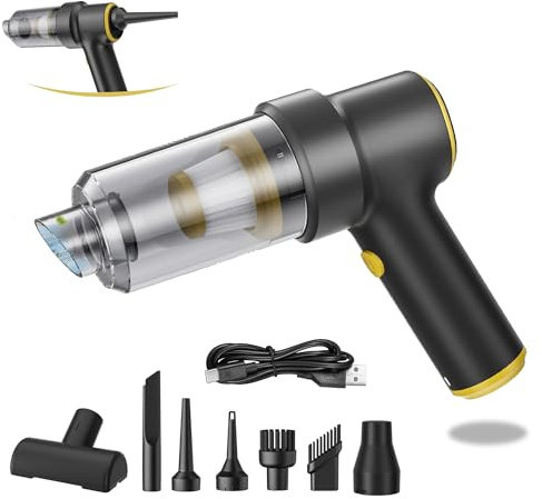COCCKO Handstaubsauger Akku, Kabellos,Starker Saugkraft für Auto und Haushalt, 15000PA,HEPA-Filter, Mini Staubsauger für Tierhaare,23min Arbeitszeit, 4000mAh Akku, 4h Ladezeit,Tragbar