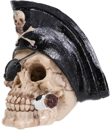 FUTUREORYY Aquarium-piratenschädel Aquarienschädeldekor Aquarium Lebensraum Halloween-Skelett Aquarium -skelettverzierung Schädelverzierung Aquarium Schädel Schädel Handwerk Black Harz