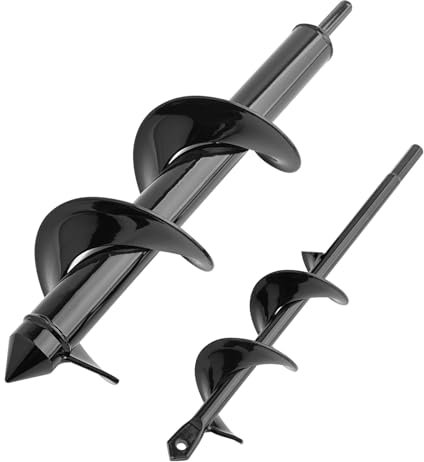 Gunpla Punta da trapano a coclea da giardino per piantare bulbi, piantine, 4 x 22 cm e 8 x 30 cm, 2 pezzi, strumento scavatore per recinzioni, con attacco esagonale da 3/8