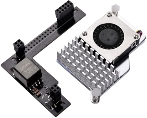 REVODATA PoE HAT 5V Ausgang für Raspberry Pi 5, mit integriertem Kühler, IEEE 802.3af/at konformes Power Over Ethernet Modul, Gigabit/Fast Ethernet Unterstützung, Überlastschutz, Plug and Play