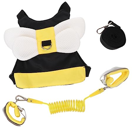 Kleinkindgeschirr mit Leine, Anti Verlust Armband für Reisen | 1 Satz, Gelb, Gewebe und Kunststoff, Verstellbarer Gurt, Atmungsaktiv und Hautfreundlich, für Eltern