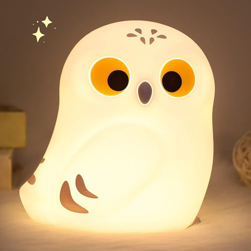 YuanDian Eule Nachtlicht Kinder, Silikon Eulen Stilllicht, Nachtlicht Baby mit Dimmbare, Timer und Touch-Bedienung, Originelles Geschenk für Stillende, Kleinkinder und Kinder