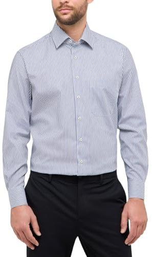 ETERNA Herren Langarm Hemd Comfort FIT | Dynamic Cotton™ | Streifen Blau-Weiß | 100% Baumwolle | Kentkragen Gr. 46