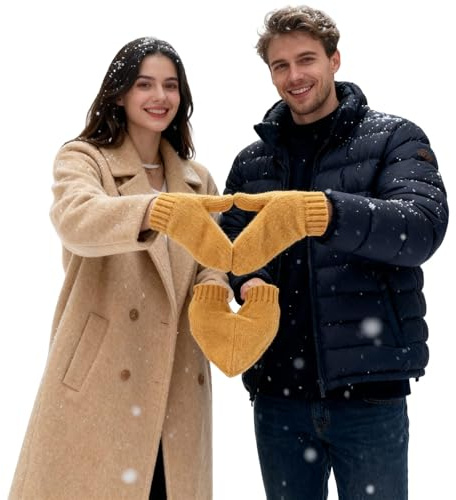 YOSUWOAI Handschuhe/Paar-Lässige-Herz-Handschuhe, Einfarbige Warme Doppel-Schicht-Modelle​