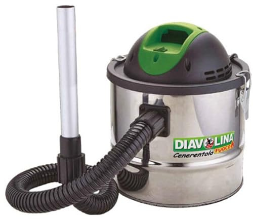 Generico DIAVOLINA CENERENTOLO Aspiracenere con Filtro HEPA, 800W, Fusto Inox, 10 Litri