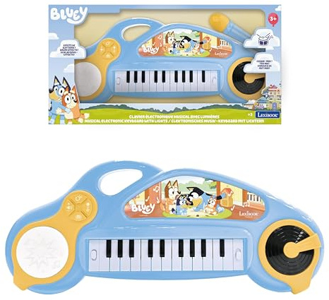 Lexibook, Bluey, elektronisches Klavier, blau/gelb, K704BYLXB | Lichteffekte, Kinderklavier, blau/gelb