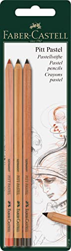 FABER-CASTELL 112797 - Farbstifte PITT PASTELL, 3er Packung, Inhalt: sepia hell, sepia dunkel und rötel