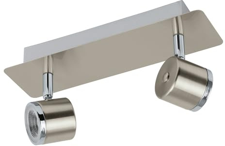 EGLO LED Deckenlampe Pierino, Deckenstrahler, Stahl in nickel-matt, chrom | warmweiß
