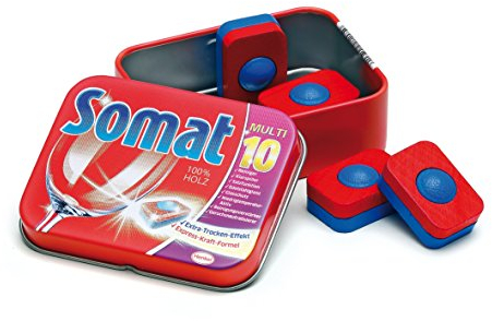 Erzi Juego de imaginación Grocery Madera Shop Mercancías lavavajillas Tabs Somat en una lata