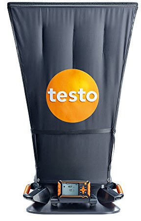 Testo 420 Flow Hood – Airflow Meter HVAC for Air Velocity, Volume Flow, Temperature & Relative Humidity – CFM Meter for Airflow HVAC with Tiltable Display, Bluetooth, and App Compatibility