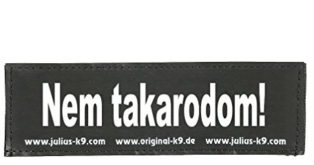 Julius-K9 Interchangeable Hook & Loop Patches, 1 pair, Nem takarodom!, Size: Small, Black