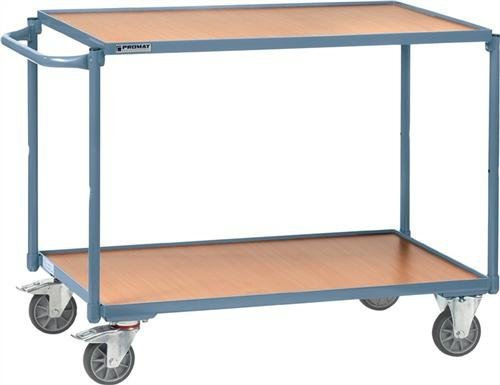 Promat Tischwagen 2 Ladeflächen L850xB500mm Holzwerkstoff Schiebebügel waagerecht