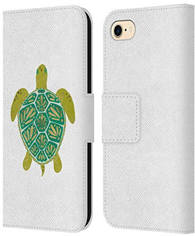Head Case Designs Officially Licensed Cat Coquillette Turtle Green Sea Leather Wallet Case Compatible With Apple iPhone 7/8 / SE 2020 & 2022