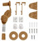 Victoria M. Ersatzteil-Set Komplett-Set für Klemmfix Doppelrollo, mit Klemmhalter, Scheiben, Walzenkapsel, Kettenzuggetriebe, Kunststoff & Metall, Braun