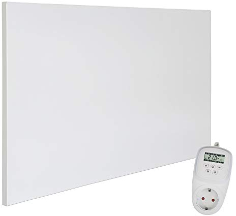 VIESTA® Infrarot Wandheizung mit Thermostat [INKL. TH12 THERMOSTAT] – Infrarotheizung Wandmontage Heizkörper – Carbon Crystal Infrarotheizung – Paneel Badezimmer geeignet – (Modell H600-600W)