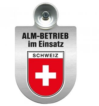 Einsatzschild mit Saugnapf - Alm-Betrieb im Einsatz - incl. Regionenwappen 393804 Farbe Region Schweiz