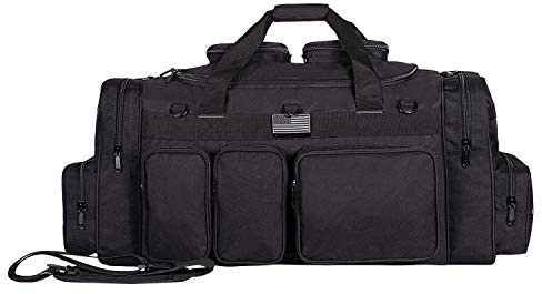 K-Cliffs Tactical Range Duffel strapazierfähige Reisetasche, hochwertig, Sportausrüstung, Fitnessstudio, Tragetasche, Molle abschließbar mit US-Patch, 84 cm, 33 Inch Black, Strapazierfähige, große