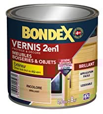 BONDEX - Vernis - Protège et Embellit le Bois - Brillant - 0,5l - Incolore