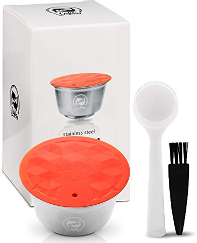i Cafilas Capsule Dolce Gusto Reusable Compatible with Nescafe Dolce Gusto Machines with 1 Coffee Spoon and 1 Brown Cleaning Brush (Latte Capsule)