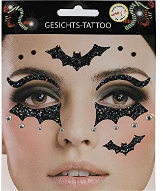 Gesichts Tattoo Spinnennetz Halloween Karneval (Fledermaus)