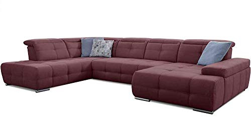 Cavadore Wohnlandschaft Mistrel mit Bettfunktion / Schlafsofa mit leichter Fleckentfernung dank Soft Clean / Geeignet für Haushalte mit Kindern, Haustieren /343 x 77 x 228 / rot