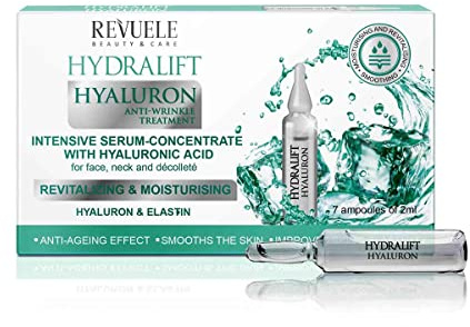 Revuele Ampullen Hydralift Hyaluron Intensives Gesichtsserum 2 ml Mit Hyaluronsäure für Gesicht Hals und Dekolleté 100% Reine Natürliches und Organisches