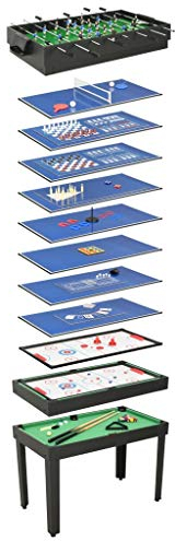 Tidyard Vielseitige 15-in-1 Multigame-Tisch Tischfußball Spieltisch 121×61×82 cm,Alle Spielzubehörteile sind enthalten,Schwarz
