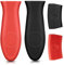 4 Pezzi Supporto per Presa Termica in Silicone, Morsetto per Presa Termica in Silicone e Supporto per Impugnatura Ausiliaria, Nero e Rosso, Antiscottatura, Possono Essere Utilizzati per Padelle, Forni