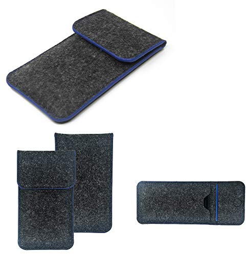 K-S-Trade Qualitativ & Innovativ Handy-Hülle Schutz-Hülle Für Fairphone 4 Filztasche Pouch Tasche Case Sleeve Filzhülle Dunkelgrau, Blauer Rand