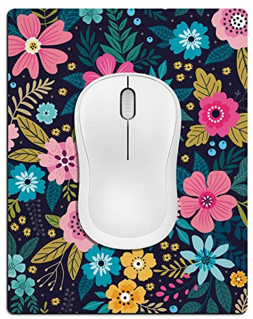 Cyanbone Kleines Mauspad, niedlich, Mini-Mauspads für kabellose Maus und Laptop, Reise-Mauspad mit Designs – Farbige Blumen/Blumen, tragbares Mauspad, wasserdicht, 14 x 17,8 cm