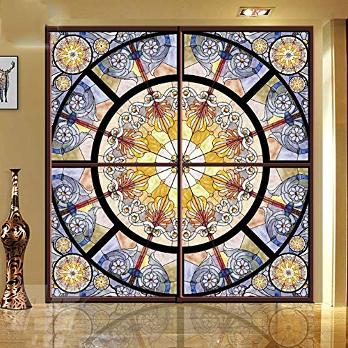 LRQY Finestra Stained Gallet Anti-UV Elettricità Statica Vinile Decorativo Bicchiere Pellicole Film Statico Senza Colla per Il Controllo Termico E La Protezione della Privacy,50x100cm(20x39inch)