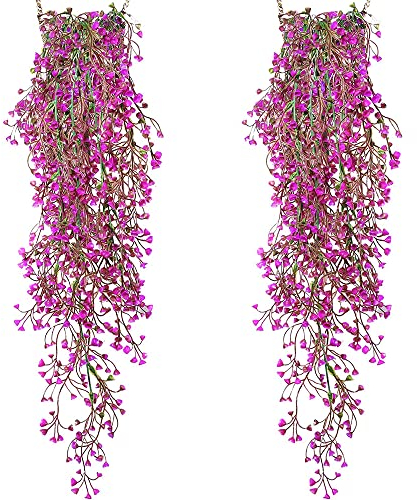 Aieraczy 85cm Kunstblumen Wie Echt, 2 Stück Kunstpflanze Hängend, Kunstblumen für Außenbereich, Groß Künstliche Hängepflanzen für Hochzeit, Garten, Party Wanddekoration Balkon Dekoration