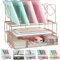 Gianotter Organisateurs de bureau et accessoires, organiseur de fournitures de bureau avec tiroir coulissant, double plateau et 5 sections verticales (or rose)