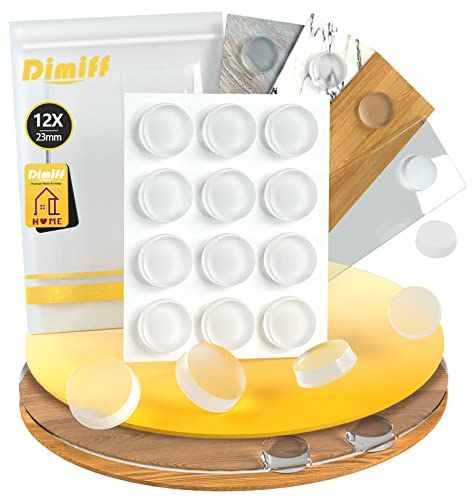 Dimiff Lagrimas Silicona 12pz Φ23mm, Lagrimas Silicona Adhesivas, Transparente Silicona Cristal Mesa, Gotas Silicona Adhesivas para Puertas, Portátiles, Armarios, Asientos de Inodoro, Teclados