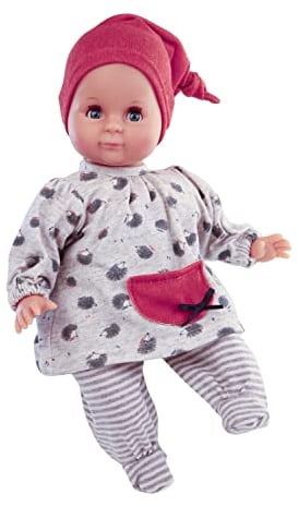 Schildkröt Puppe Schlummerle (32 Zentimeter, mit Malhaar und blauen Schlafaugen, Kleidung grau/weiß/rot, ab 36 Monaten, Spielzeugpuppe) 2432137
