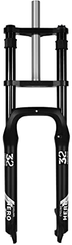 HSQMA Fatbike Gabel 20 26 Zoll Schneefahrrad Luftgefederte Gabel Federweg 140mm Doppelte Schulter 1-1/8 Scheibenbremse , Für 4.0-Reifen E-Bike-Fahrrad (Color : 20inch Black)