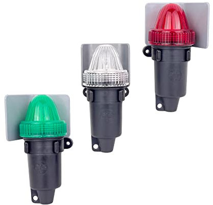 GATE14® Navigation Lights for Boats 3 Pcs Green and Red Lights from 112 °, White from 225