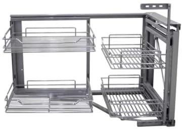 Evotrade Mechanismus; 4 Eckkörbe zum Schieben; Totalauszug; Gedämpfter Verschluss; Ausziehbarer Küchenkorb; 4 Ablagefächer; Basis für Eckschränke